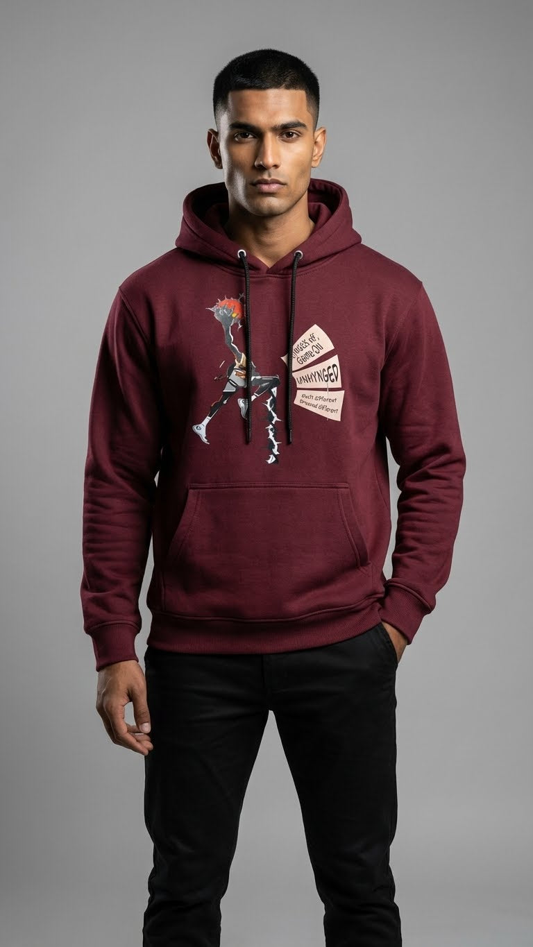 Crimson Basketball Graphic Hoodie for Men