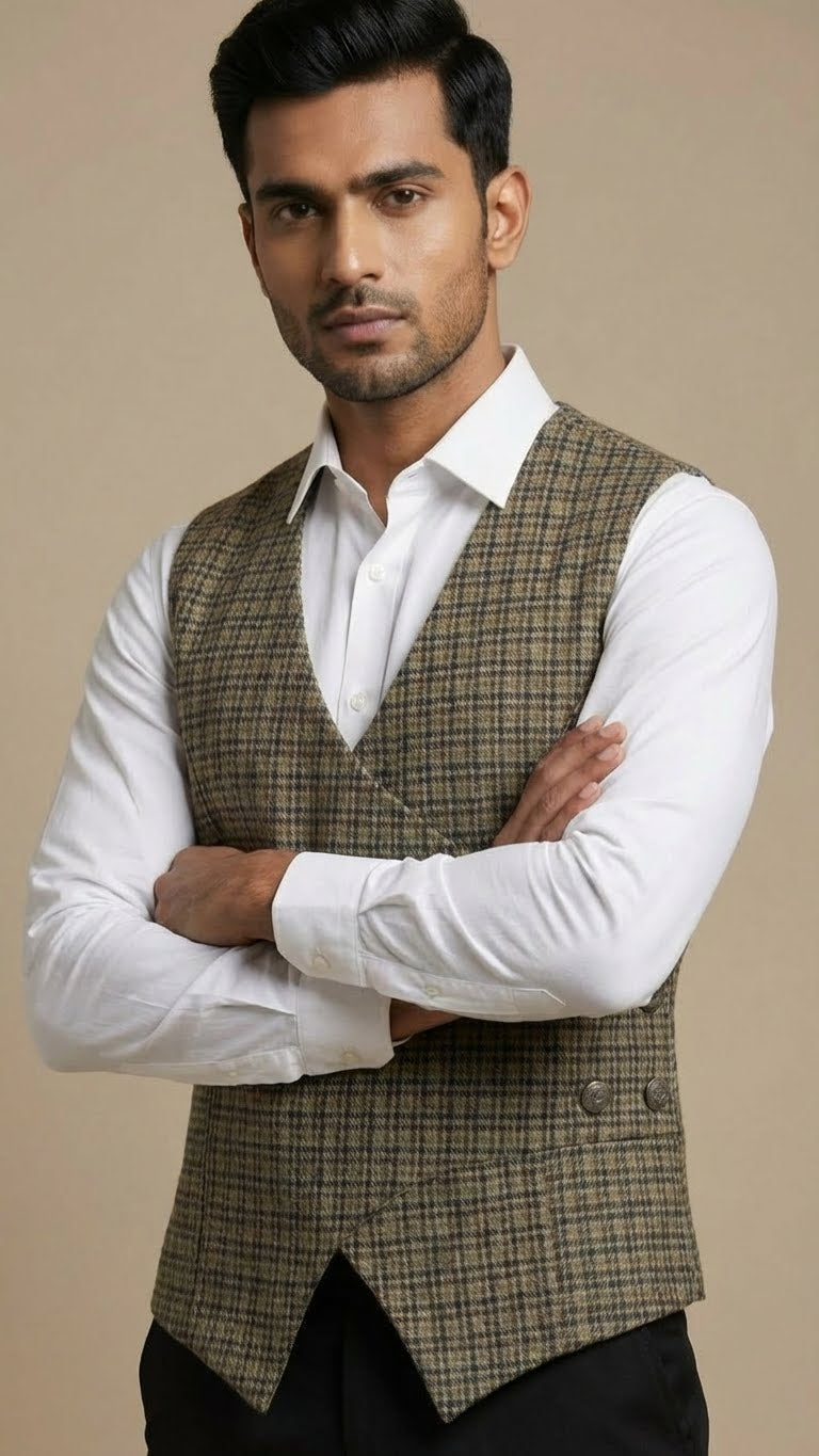 Brown Woolen Waistcoat for Men