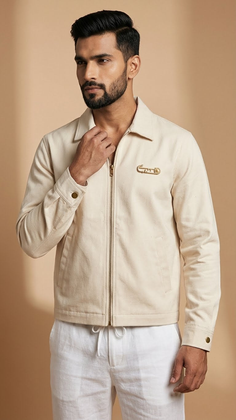 Canvas Ecru Jacket for Men