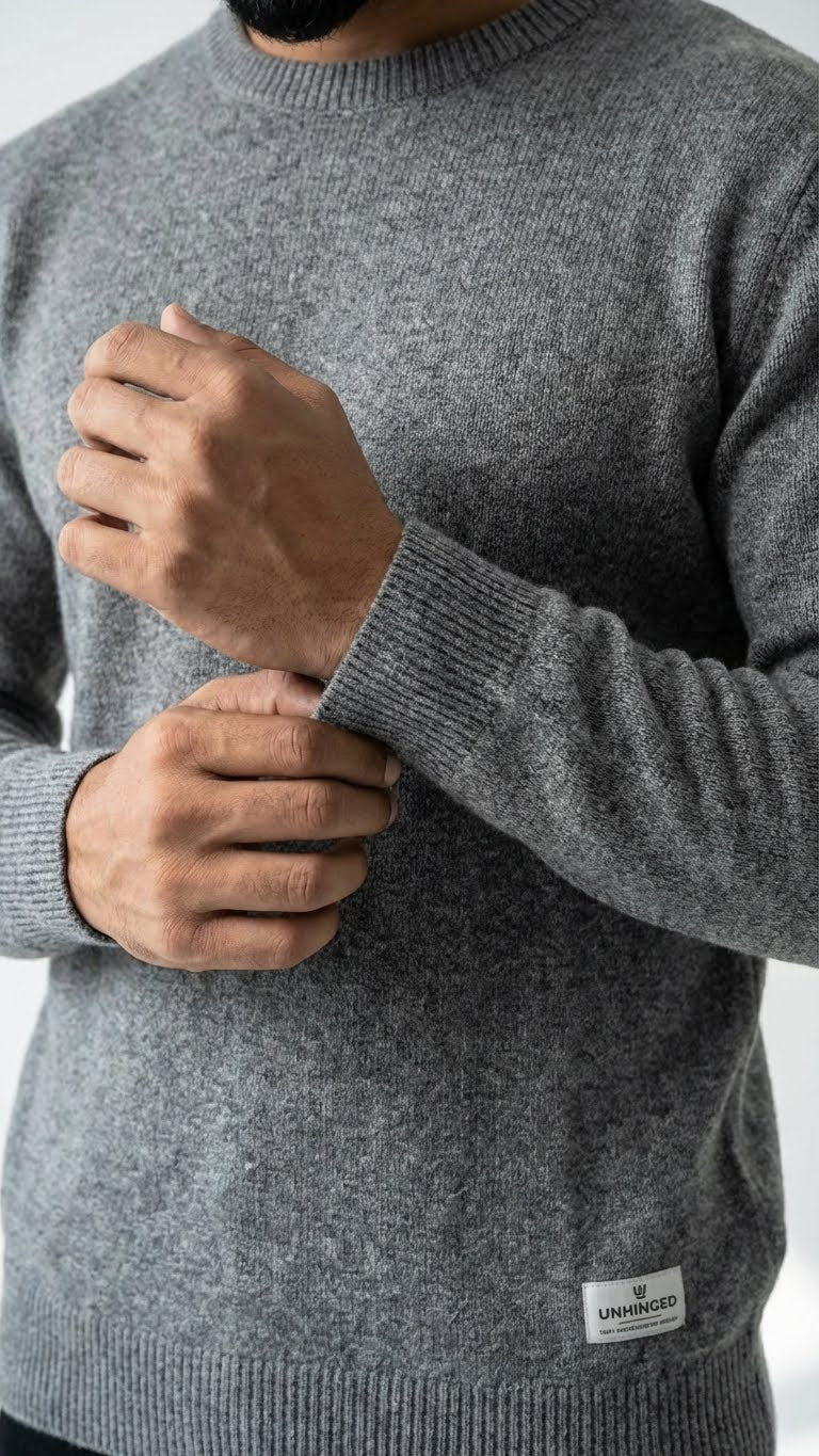 Heather Grey Merino Wool Pullover for Men