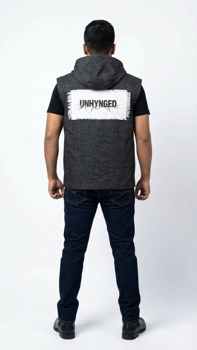 Sleeveless Denim Hoodie Jacket