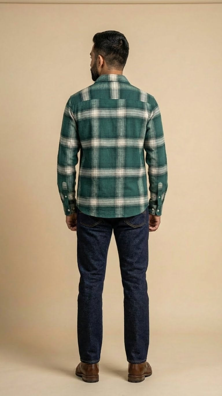 Green Flannel Shirt for Men