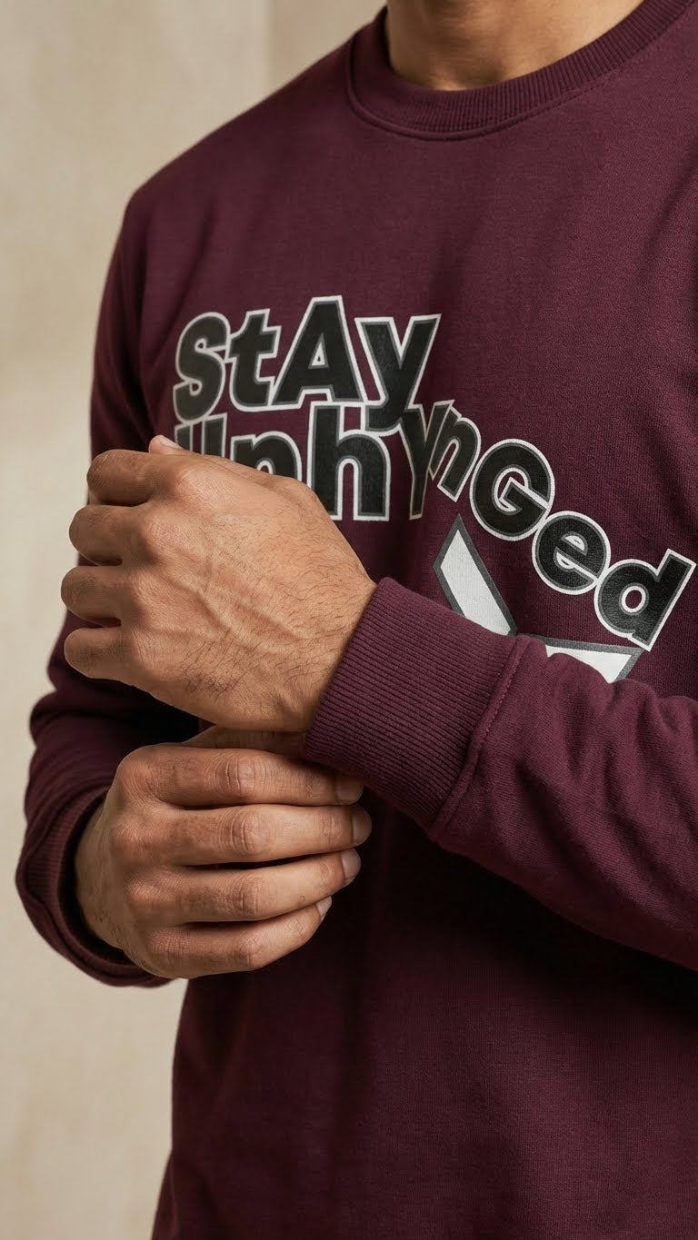 Burgundy Stay Unhynged Graphic Sweatshirt