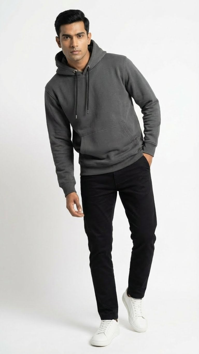 Ash Grey Eye Graphic Hoodie for Men
