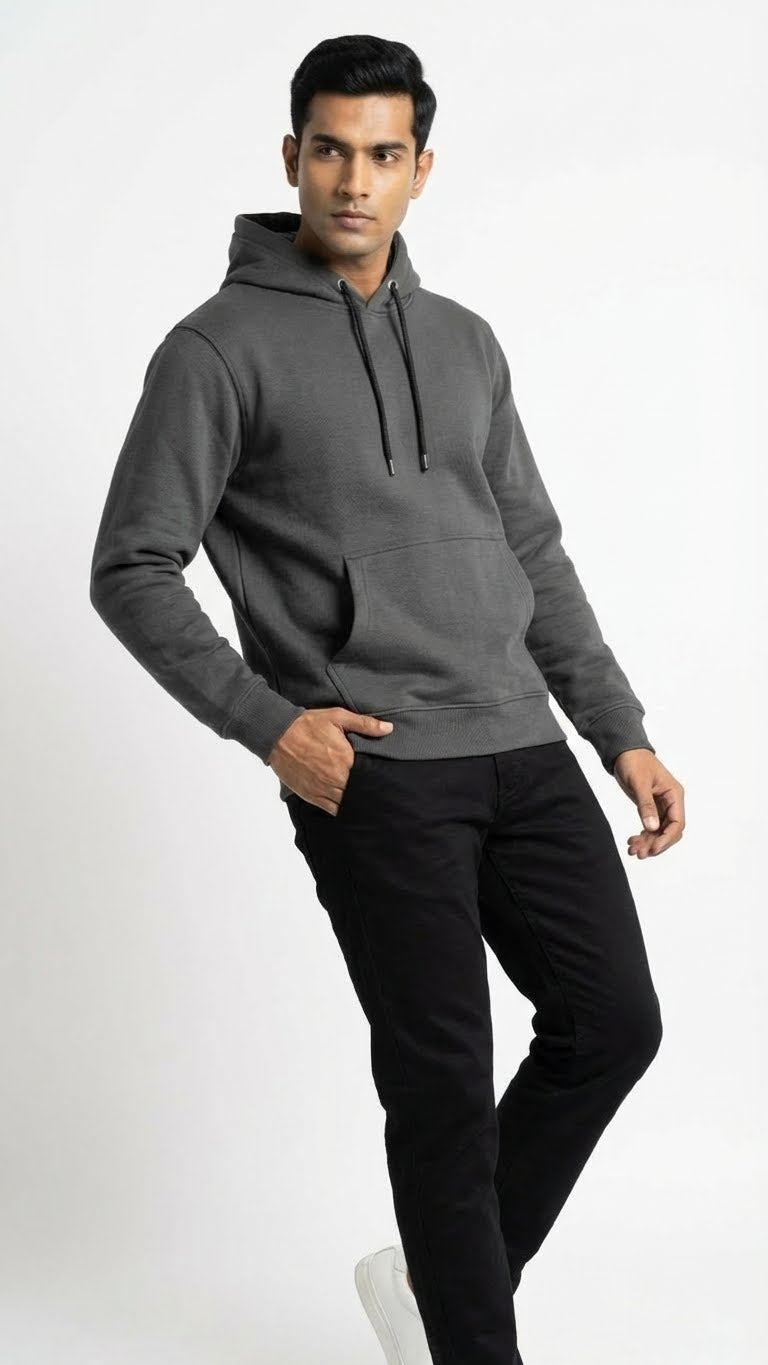 Ash Grey Eye Graphic Hoodie for Men