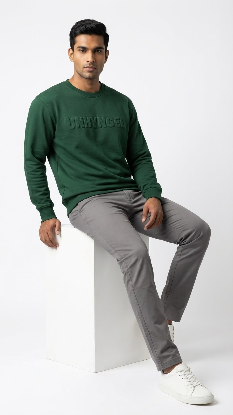 Embossed Sweatshirt – Bottle Green