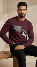 Burgundy Stay Unhynged Graphic Sweatshirt