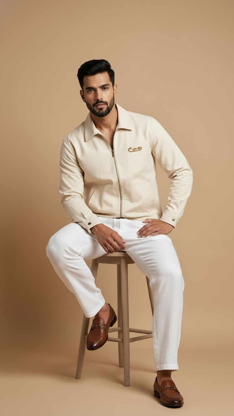 Canvas Ecru Jacket for Men