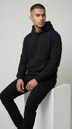 Black Graphic Back Print Hoodie for Men