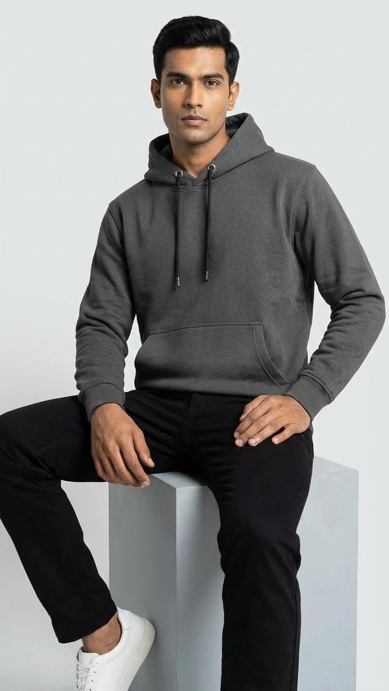 Ash Grey Eye Graphic Hoodie for Men