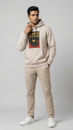 Light Grey Stay Unhynged Game On Graphic Hoodie for Men