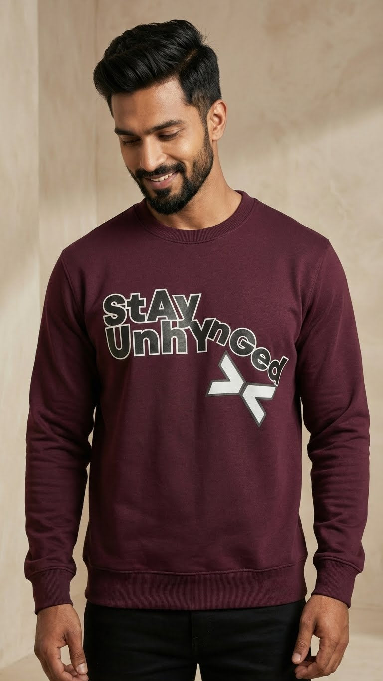 Burgundy Stay Unhynged Graphic Sweatshirt
