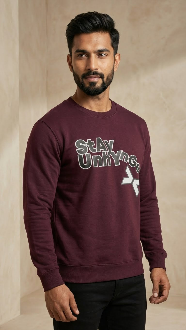 Burgundy Stay Unhynged Graphic Sweatshirt