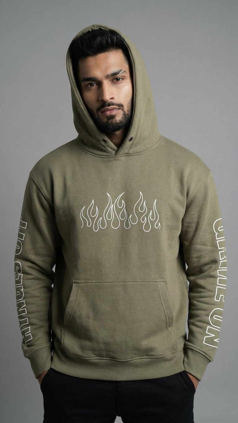 Olive Fire Sleeve Hoodie
