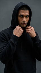 Black Graphic Back Print Hoodie for Men