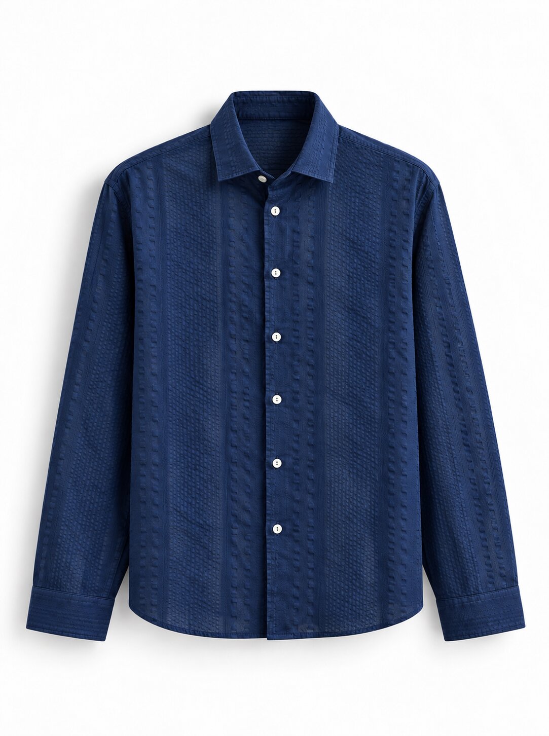 Ucha Neecha Navy Blue Seersucker Sheer Shirt
