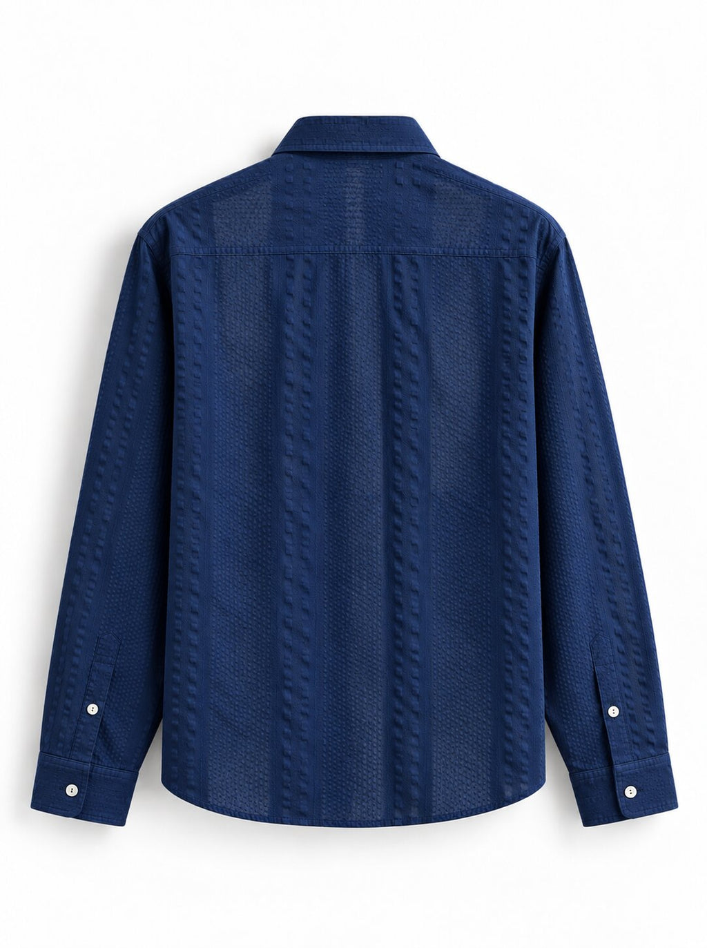 Ucha Neecha Navy Blue Seersucker Sheer Shirt