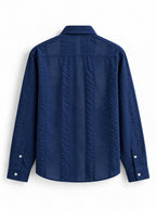 Ucha Neecha Navy Blue Seersucker Sheer Shirt