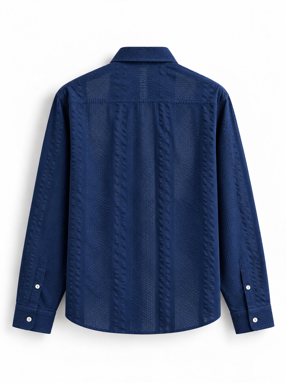 Ucha Neecha Navy Blue Seersucker Sheer Shirt