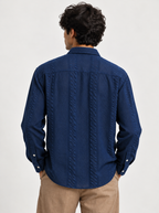 Ucha Neecha Navy Blue Seersucker Sheer Shirt