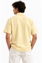 Yellow Cotton gauze half sleeve shirt
