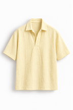 Yellow Cotton gauze half sleeve shirt