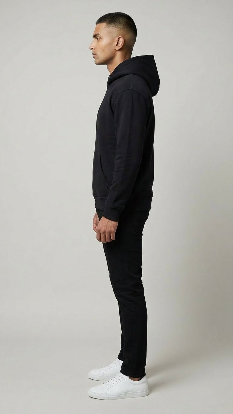 Black Graphic Back Print Hoodie for Men