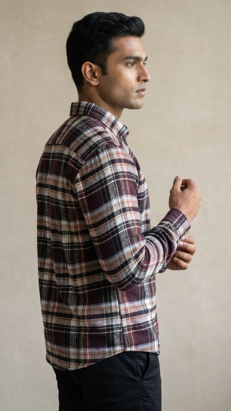 Premium Burgundy Check Shirt – Stay Unhynged