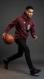 Crimson Basketball Graphic Hoodie for Men