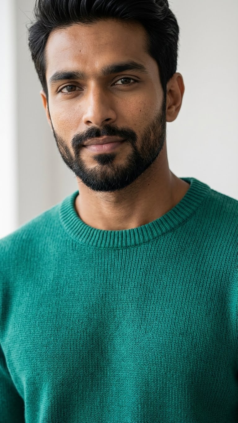 Seafoam Green Merino Wool Pullover for Men