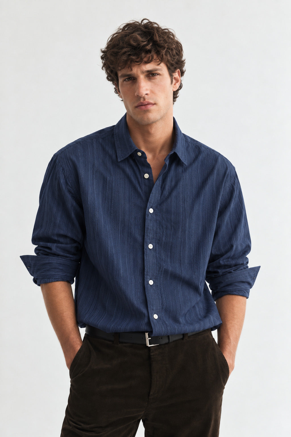 Ubhra Midnight Textured Cotton Shirt