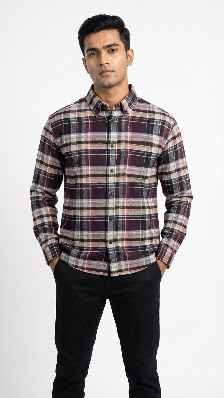 Premium Burgundy Check Shirt – Stay Unhynged