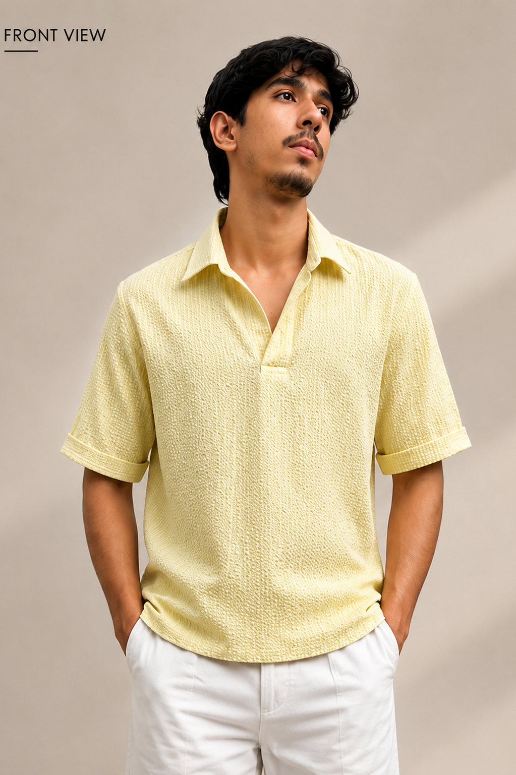 Men's Yellow Seersucker – Short Sleeve  Shirt | Unhynged