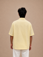 Men's Yellow Seersucker Textured Polo T-Shirt